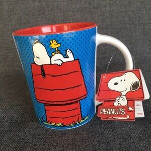 Peanuts Snoopy + Woodstock Coffee Mug, Blue, Red, White, Yellow, 17 oz